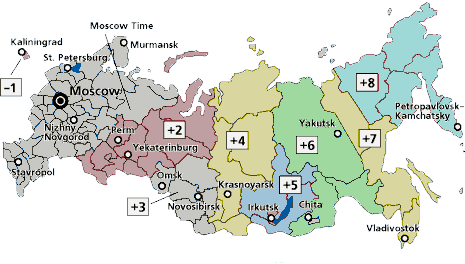 how many time zones does russia have