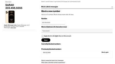 how to block my number on verizon