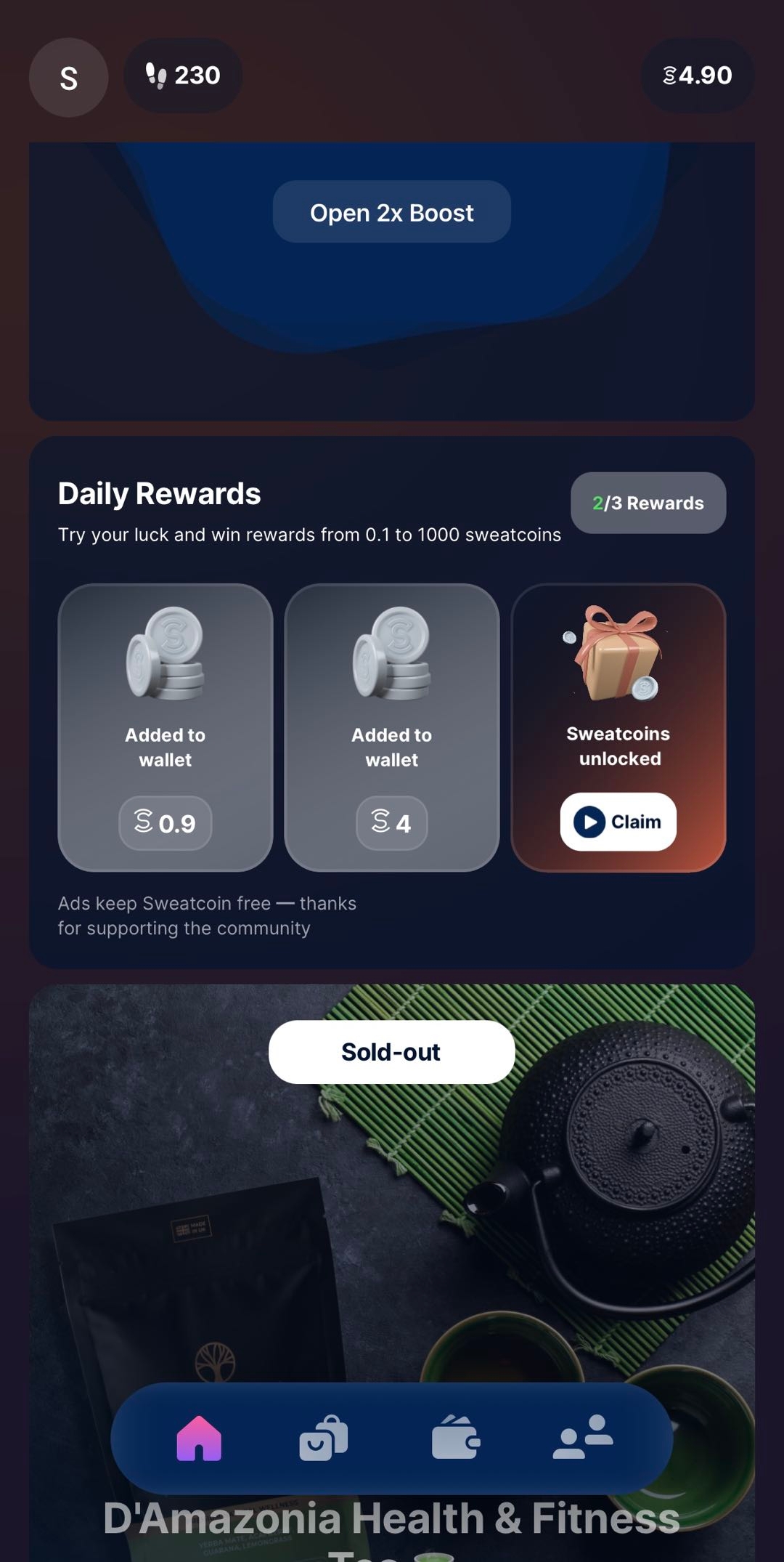 how to cash out on sweatcoin app