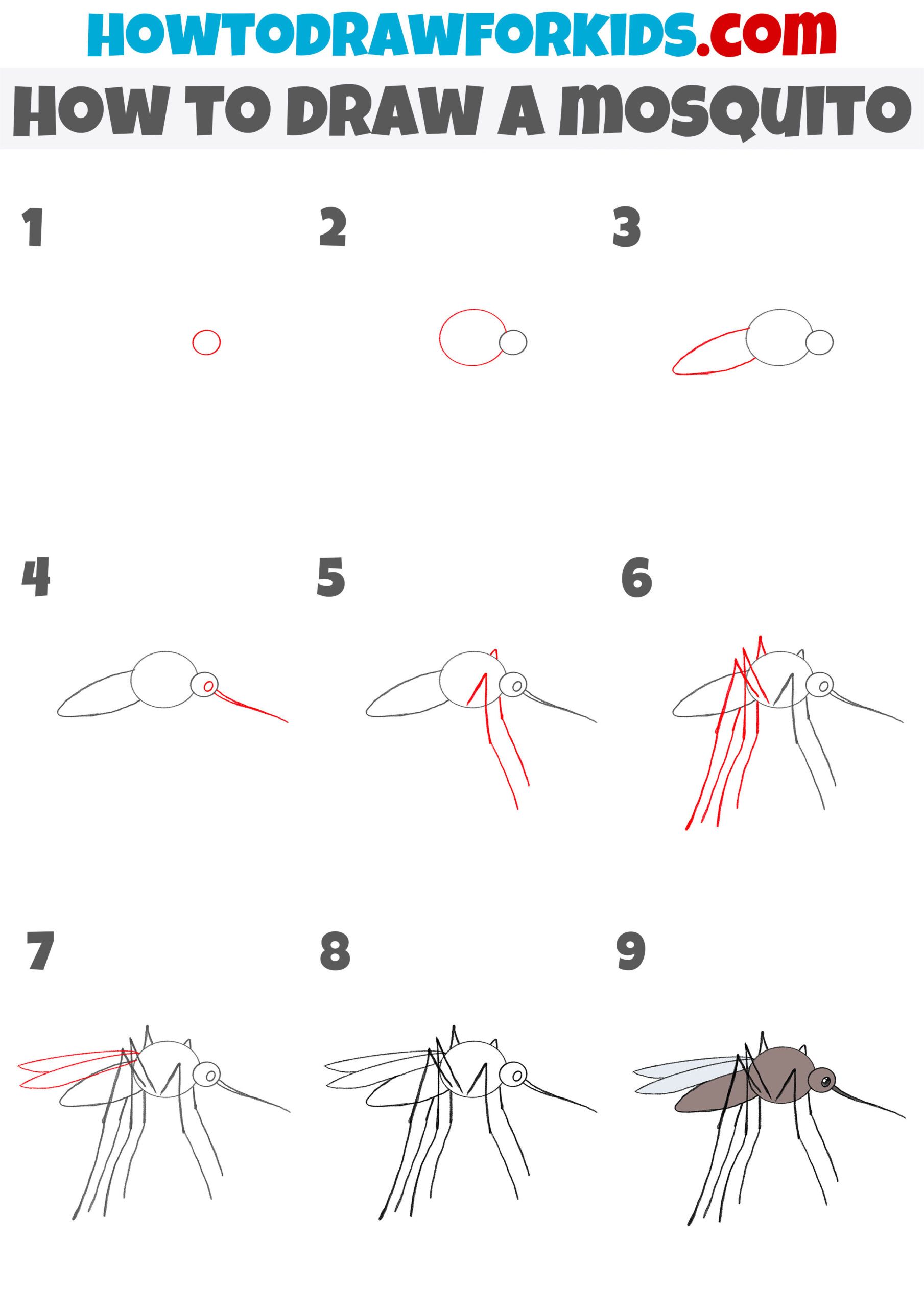 how to draw mosquito easy