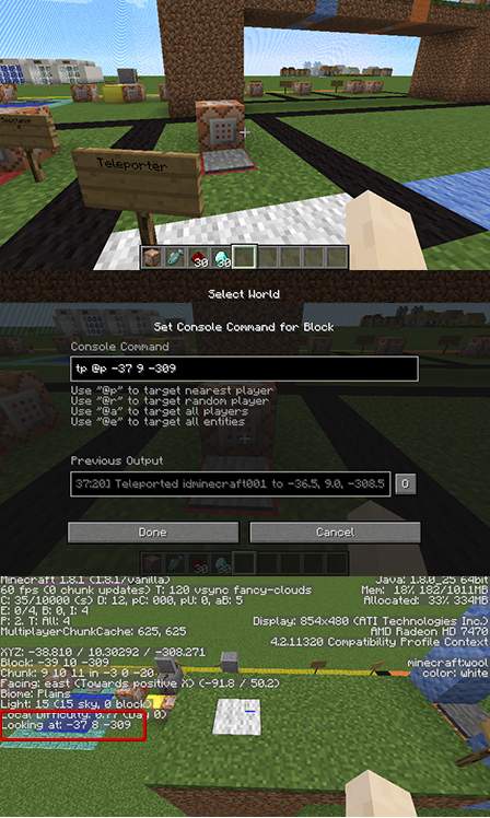 how to tp to coordinates in minecraft