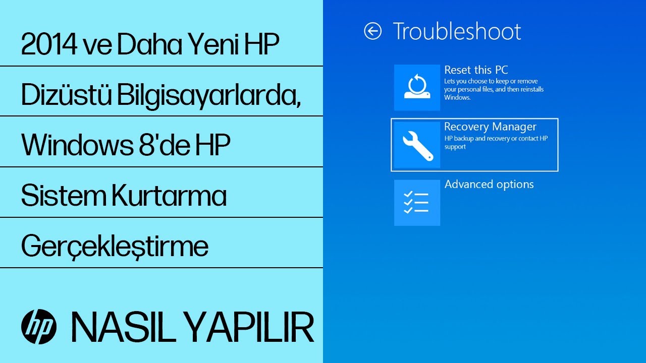 hp recovery manager kullanımı