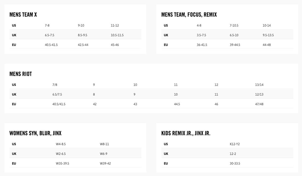 hyperlite wakeboard size chart