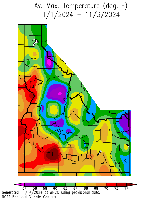 idaho temperature map