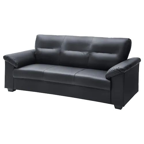 ikea black leather couch