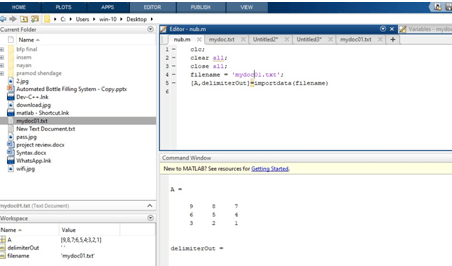 importing data matlab