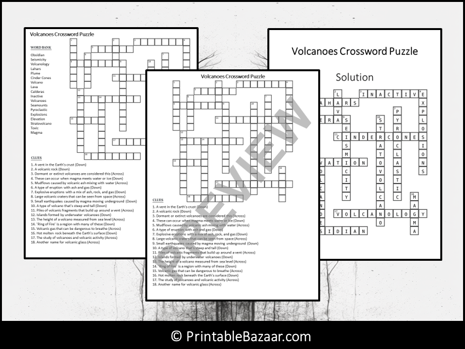 inactive as a volcano crossword