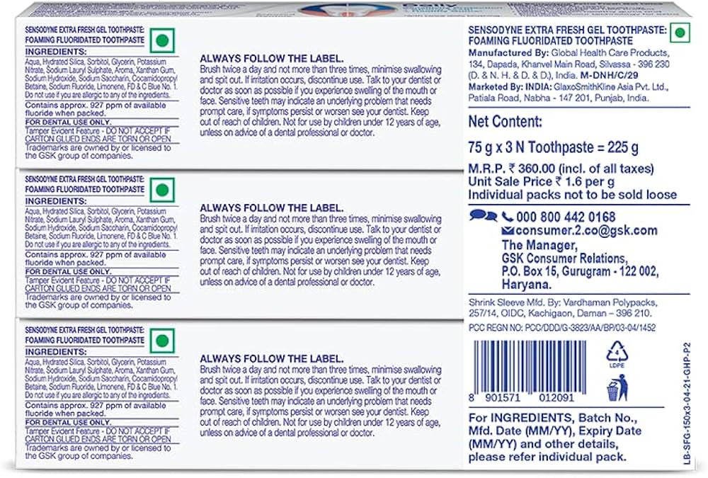 ingredients in sensodyne