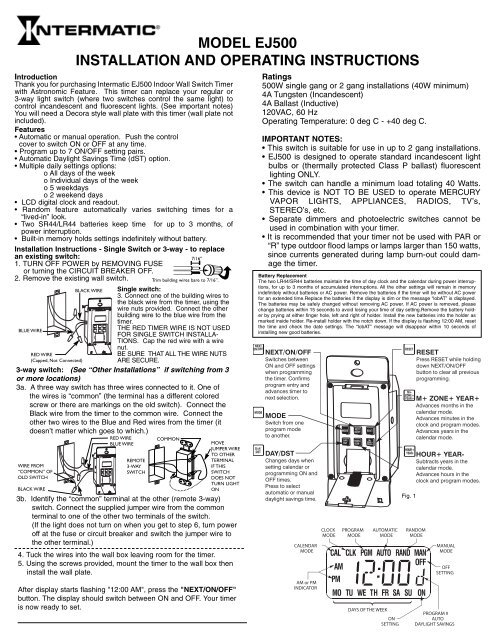 intermatic switch timer instructions