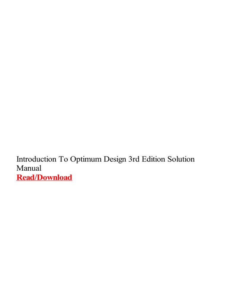 introduction to optimum design 3rd edition solution manual