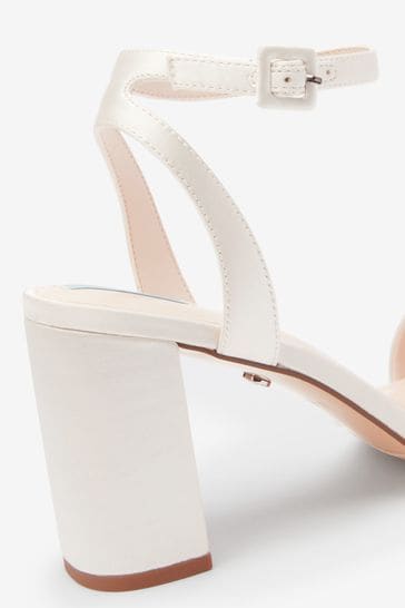 ivory satin block heels