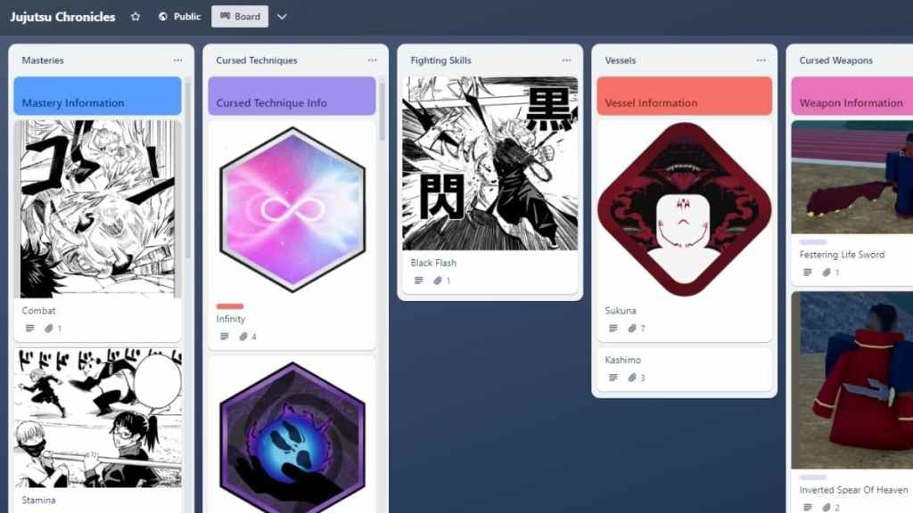 jujutsu chronicles trello