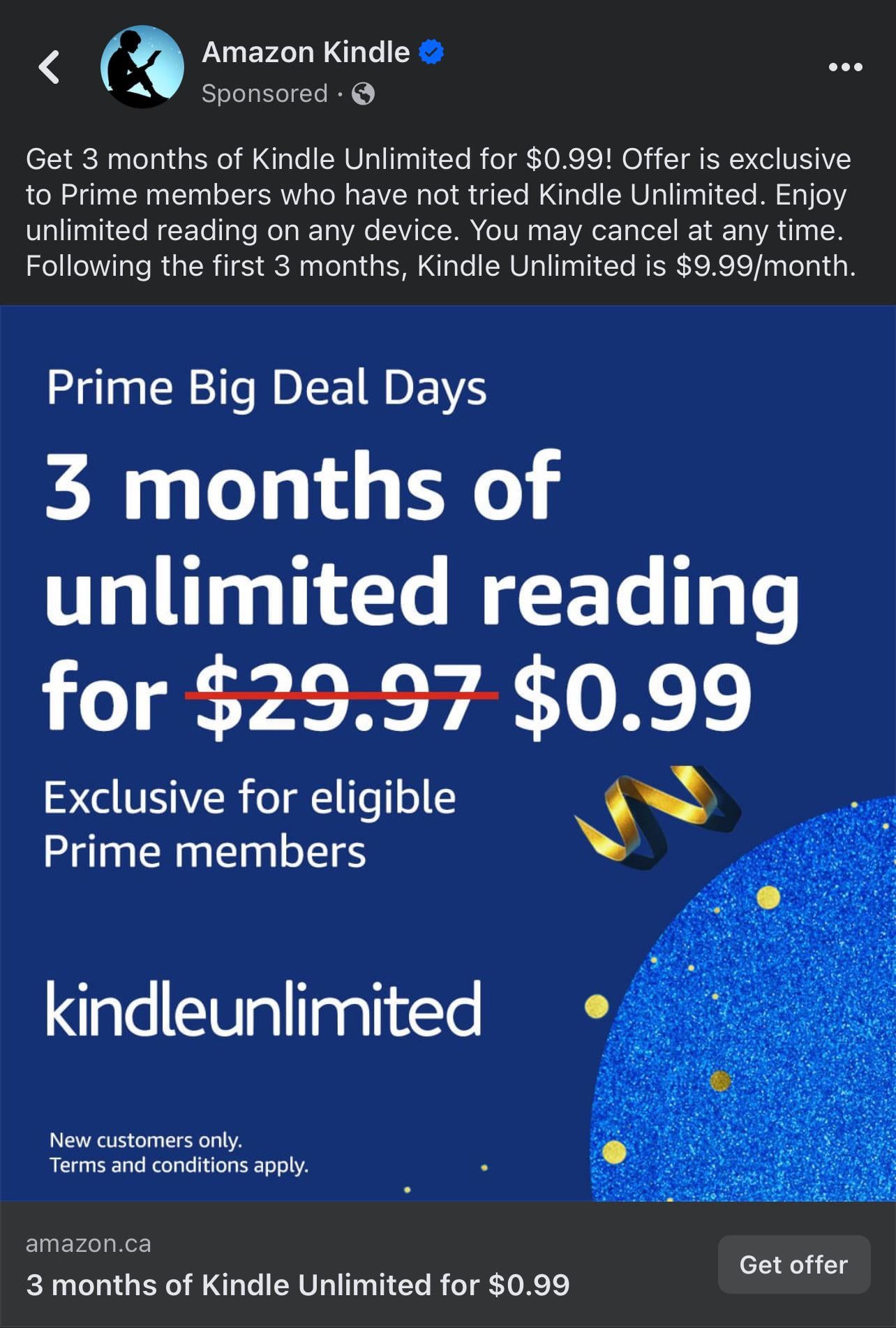 kindle unlimited 3 months for $1.99 australia