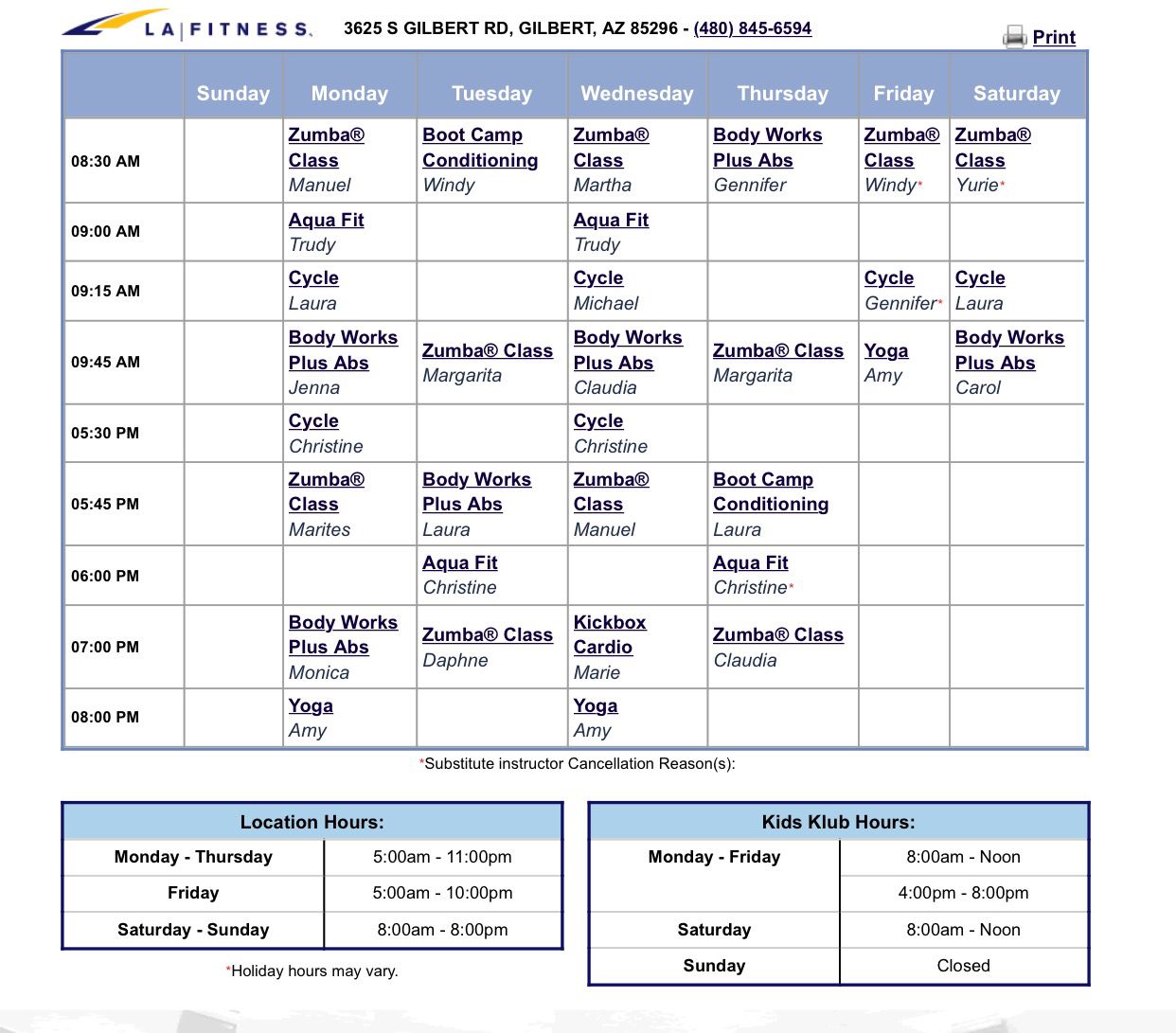 la fitness new brighton class schedule