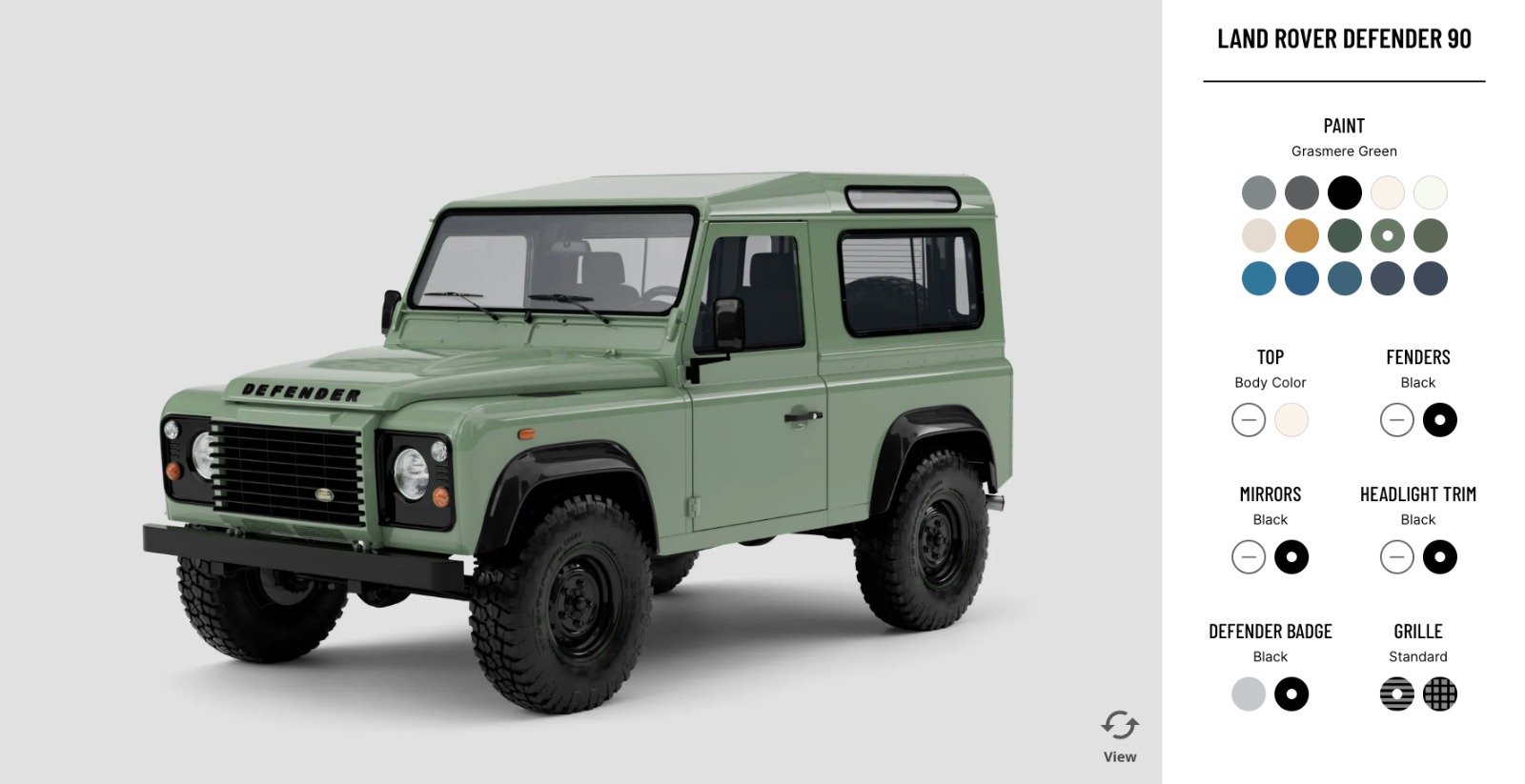 land rover defender configurator