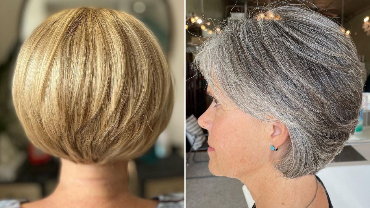 layered bob for fine hair over 50