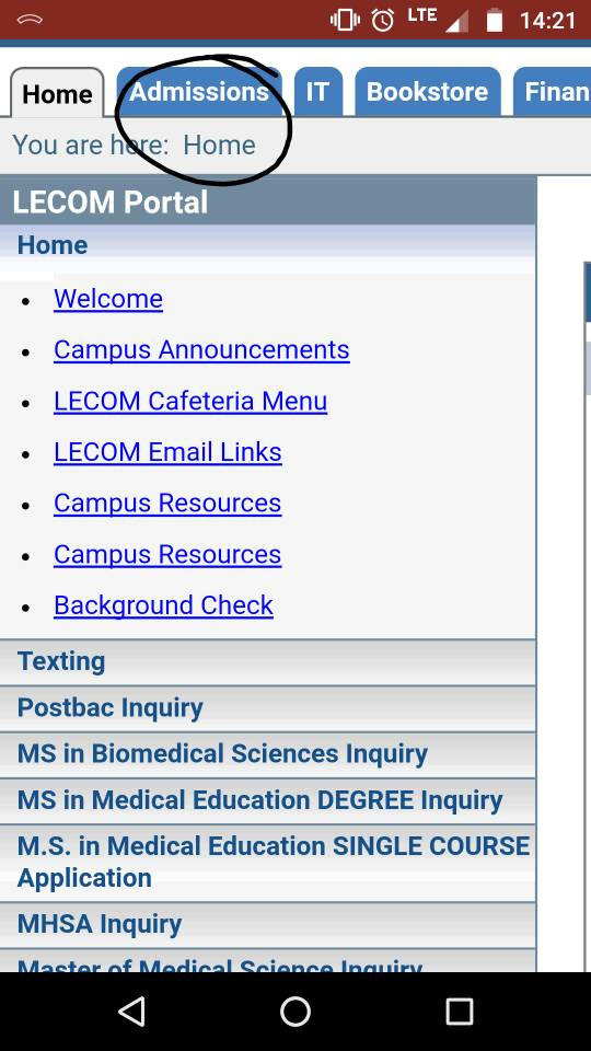 lecom secondary application