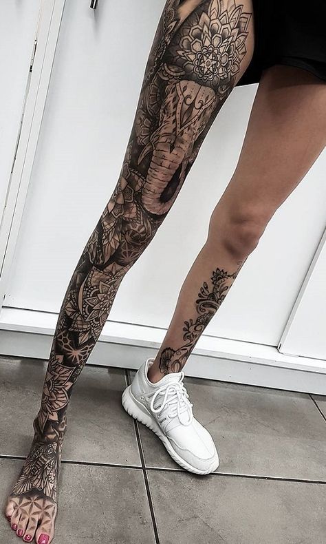 leg sleeves tattoo female