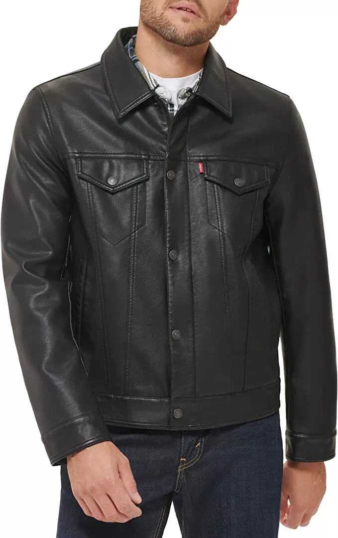 levis faux leather jacket mens