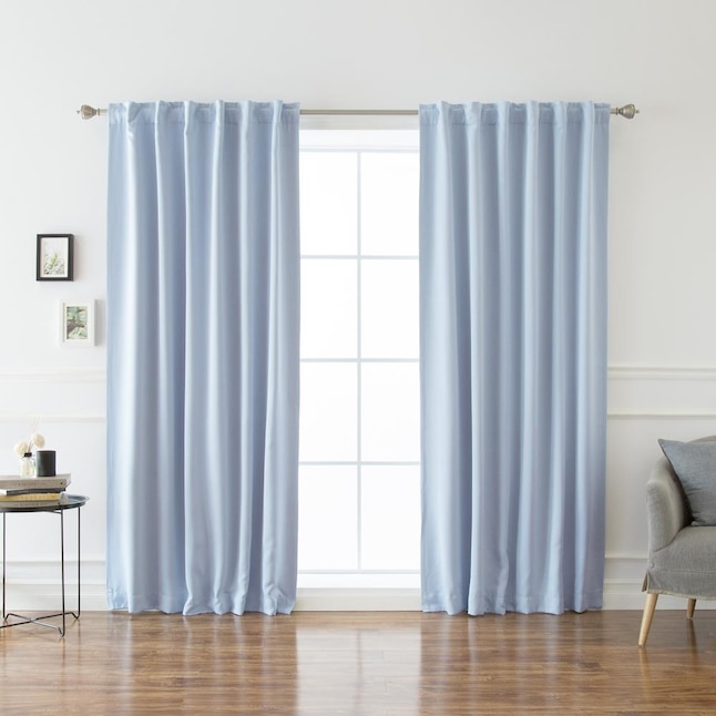 light blue drapes