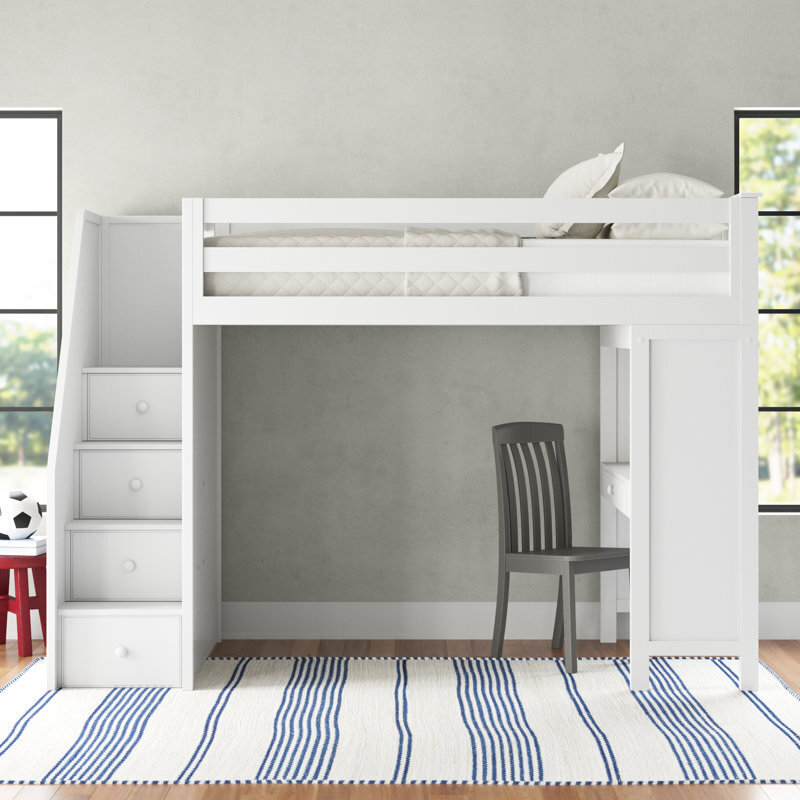 loft bunk beds with stairs and desk