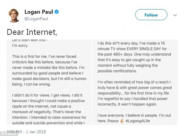 logan paul apology script