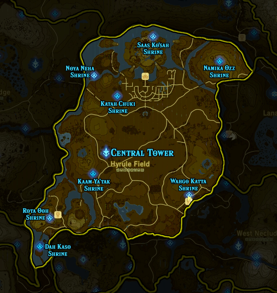 map of all shrines in botw