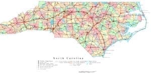 map of north carolina with major cities