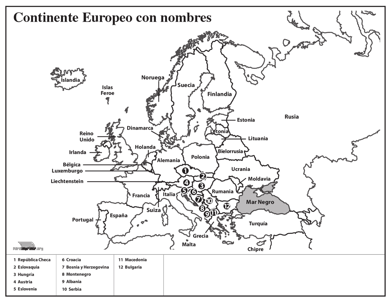 mapa del continente europeo blanco y negro