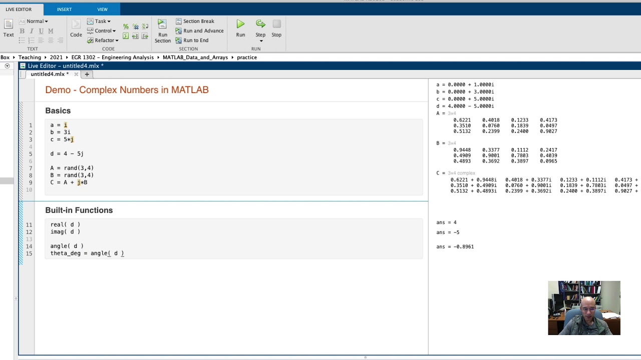 matlab complex numbers