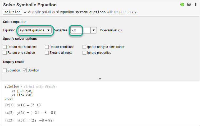 matlab equation