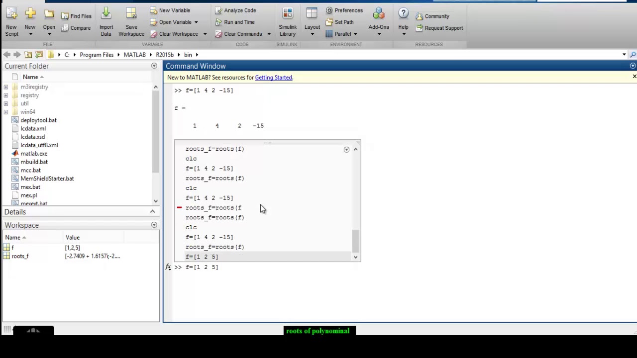 matlab roots function