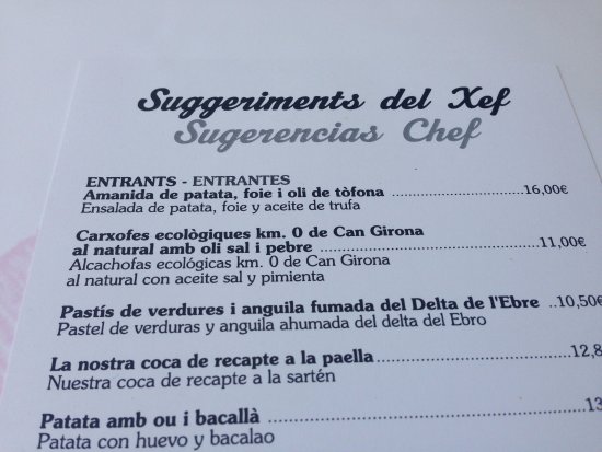 menú de restaurant picnic sitges