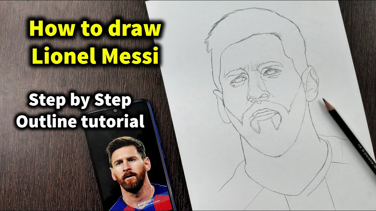 messi photos drawing