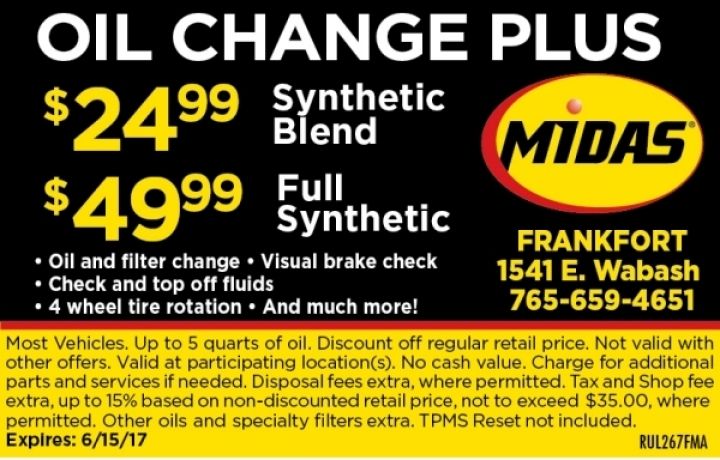 midas oil change coupon