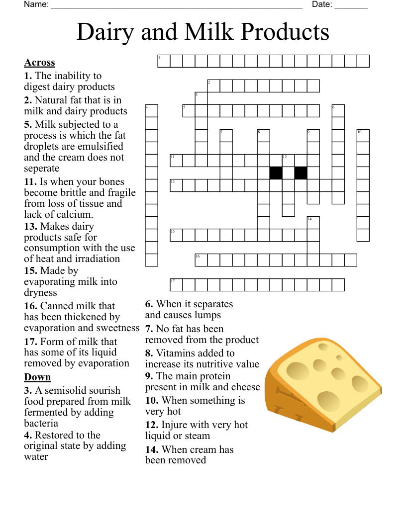 milk ingredient crossword