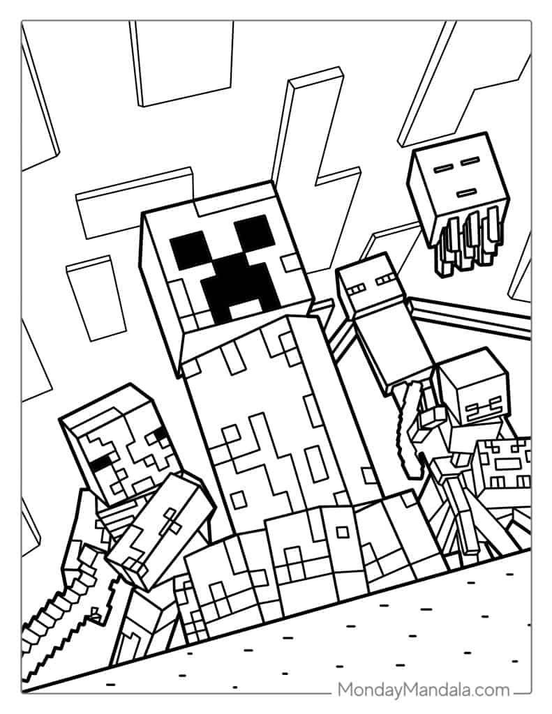 minecraft coloring sheets