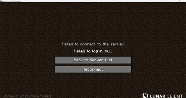 minecraft failed to log in null