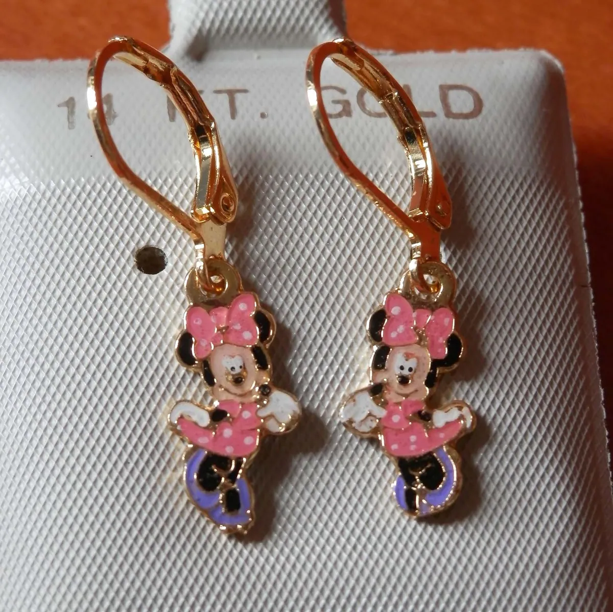 minnie mouse earrings 14k gold