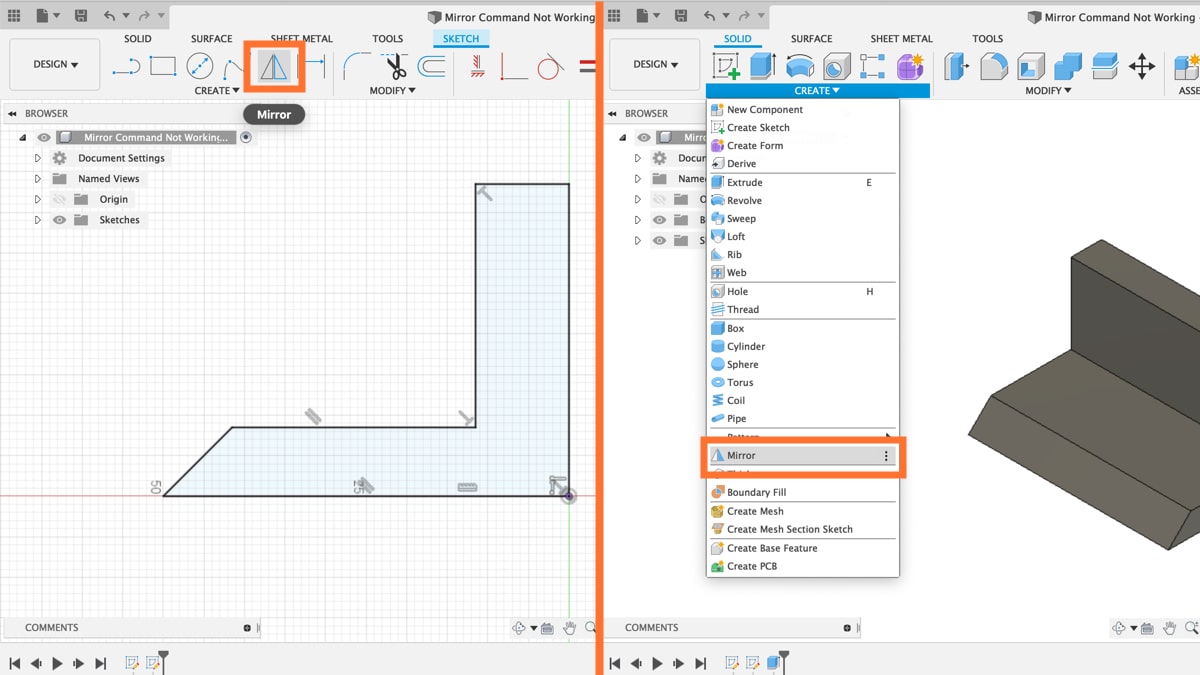 mirror fusion 360