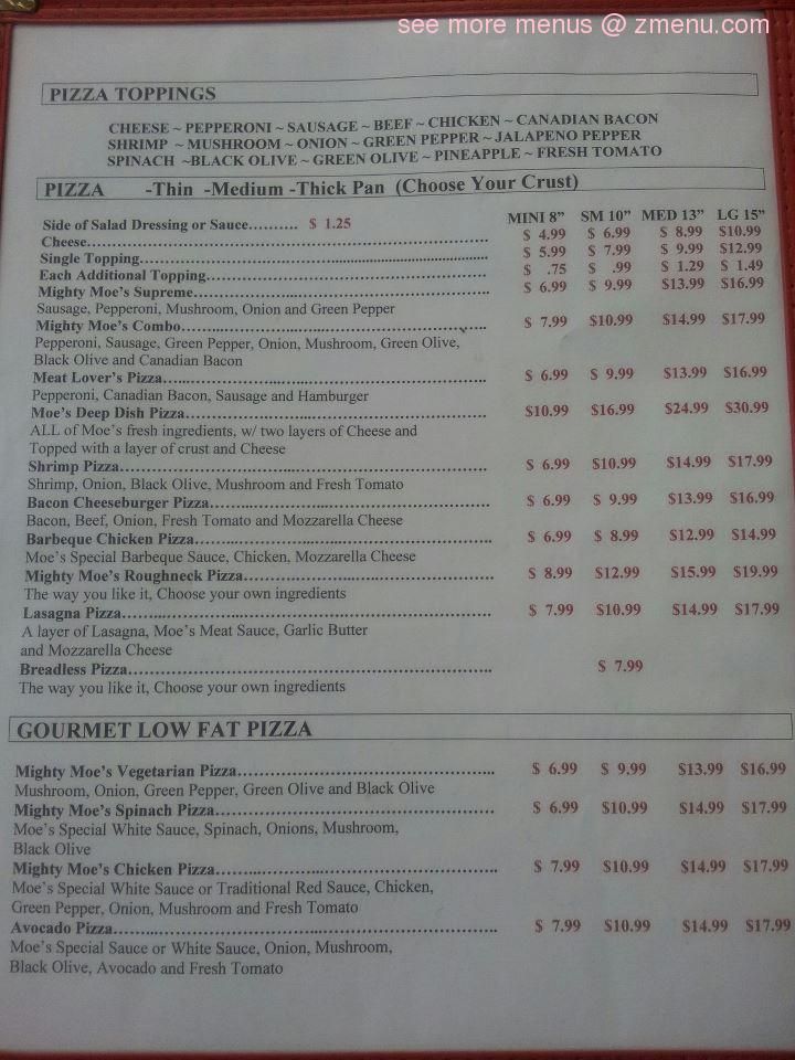 moes pizza white oak menu