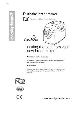 morphy richards breadmaker instructions