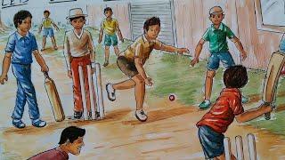 my favourite game cricket drawing