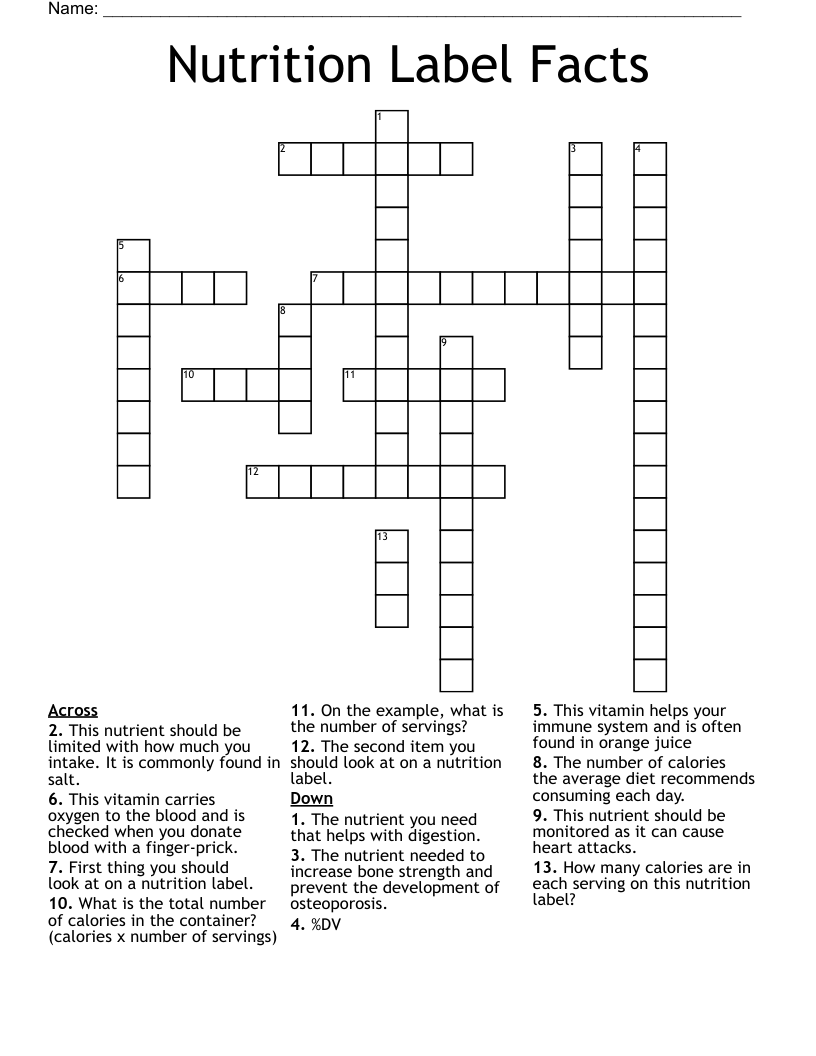 name on a label crossword