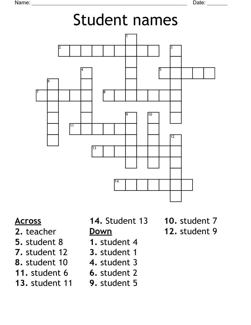 names crossword