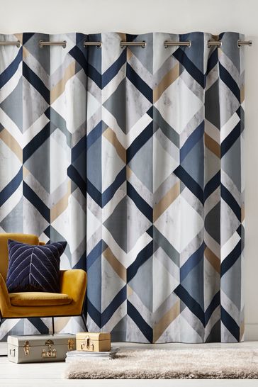 navy and mustard curtains