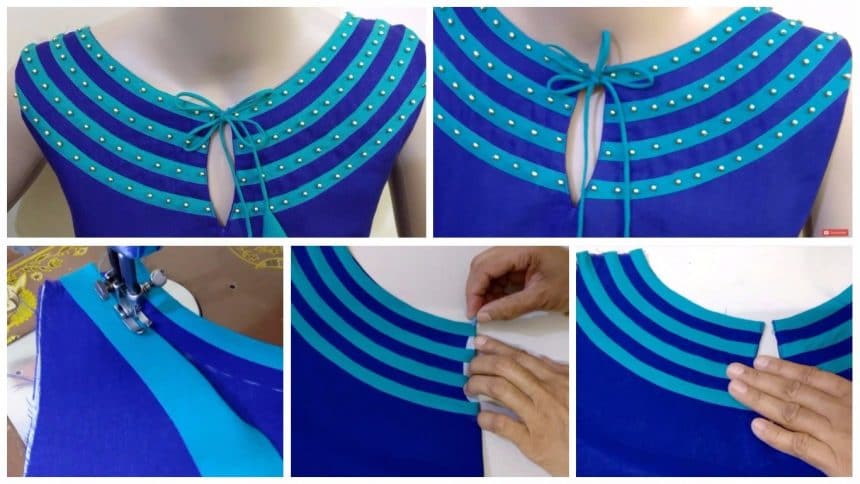 neckline cutting and stitching