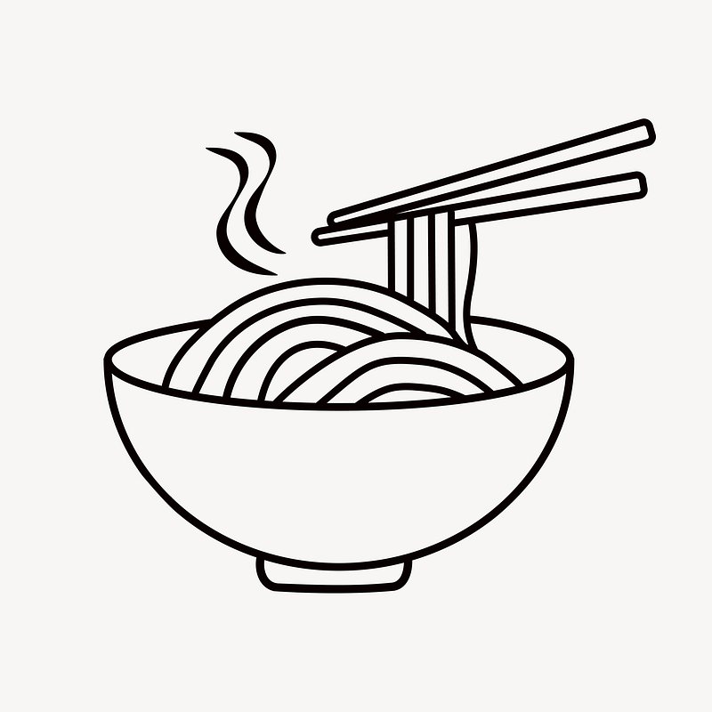 noodles clipart black and white