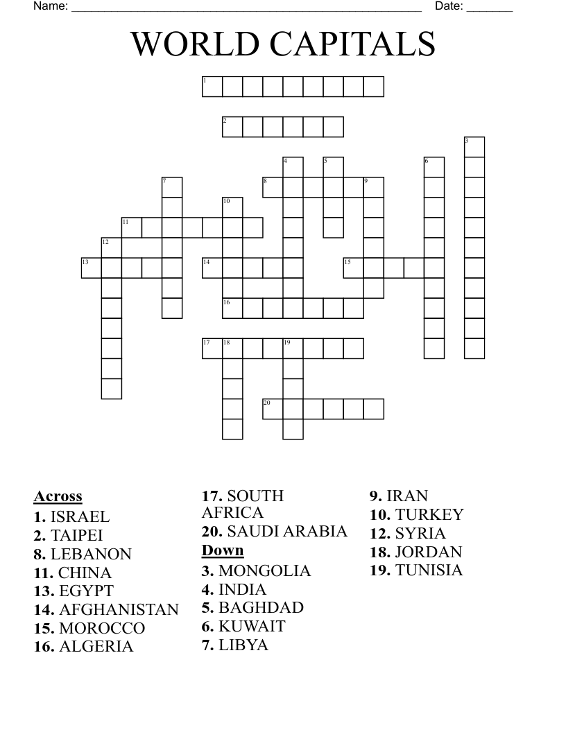 north african capital crossword puzzle