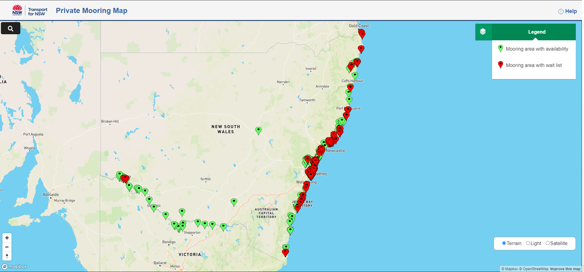 nsw mooring map